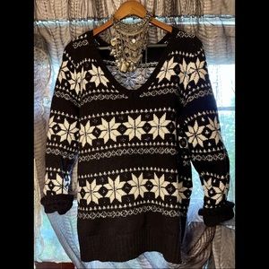 Snowflake  sequin V neck Christmas Sweater